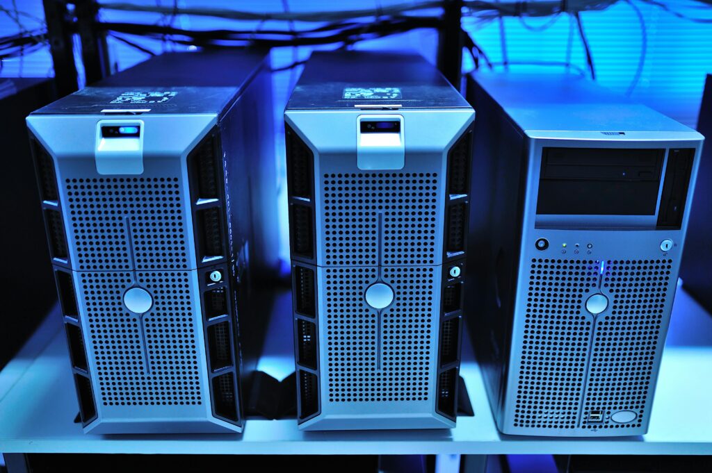 pexels-photo-17489152-17489152 Close-up view of modern rack-mounted server units in a data center.
